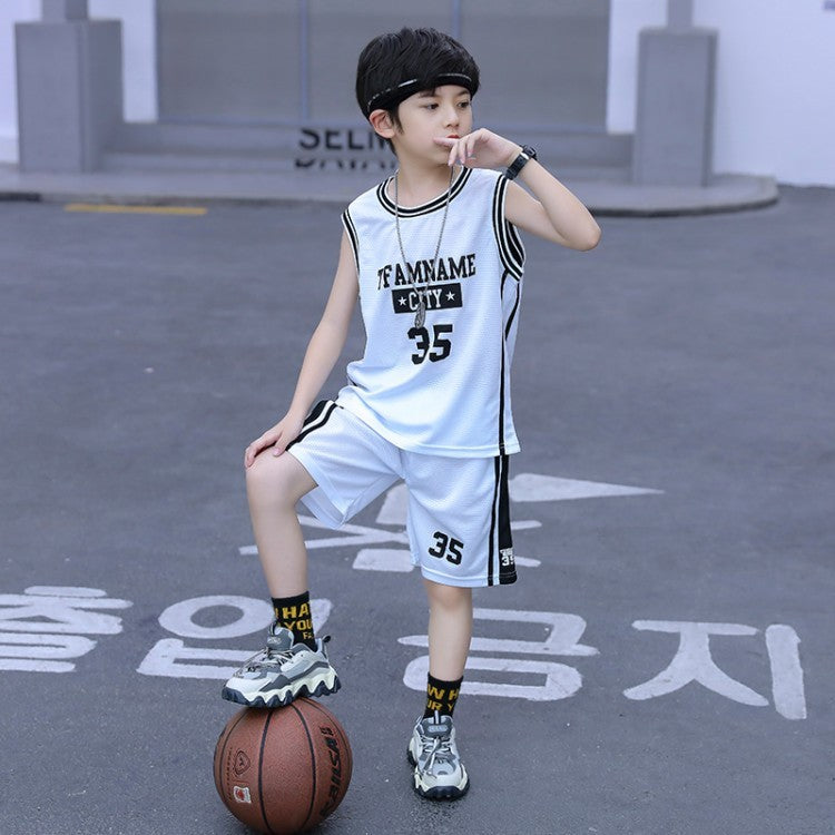 Sleeveless Two-piece Suit Quick-drying Children Older Boy Polo Shirt Suit
