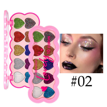 Pearlescent Heart Ten-color Sequins Eye Shadow