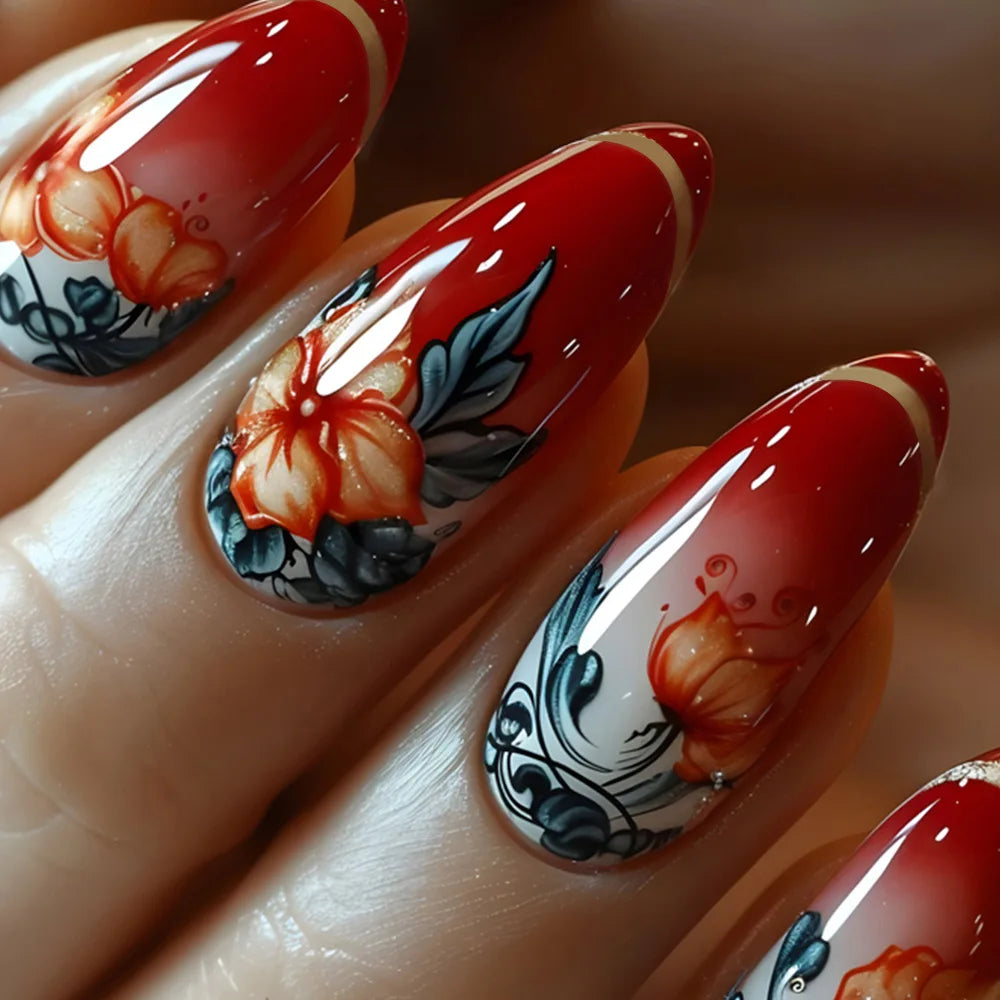 24 Pcs Matte Almond False Nails Set