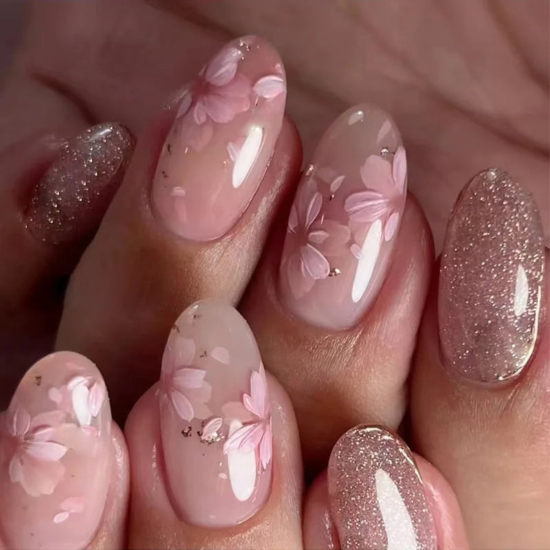 24 Pcs Matte Almond False Nails Set