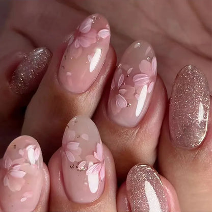 24 Pcs Matte Almond False Nails Set