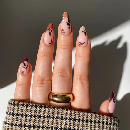 24 Pcs Matte Almond False Nails Set
