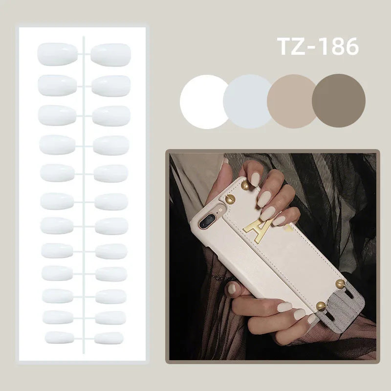 24 Pcs Matte Almond False Nails Set