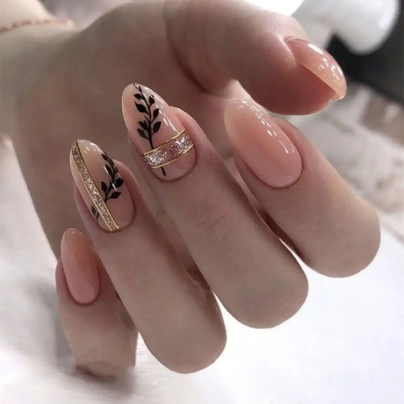 24 Pcs Matte Almond False Nails Set