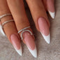 Long Stiletto French Fake Nails-0