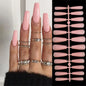 Long Stiletto French Fake Nails-5