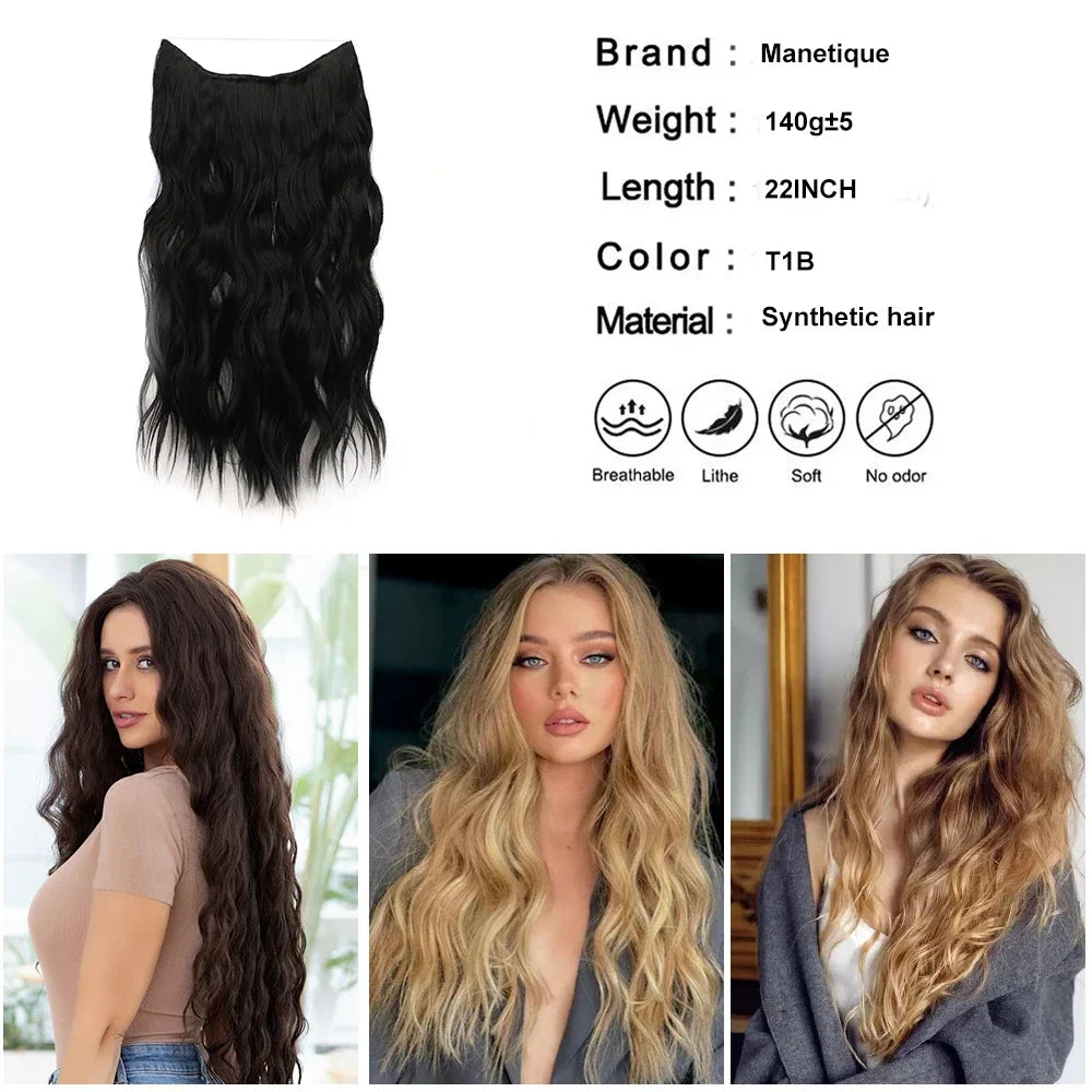Synthetic Invisible Wire Hair Extensions 20 Inch-2