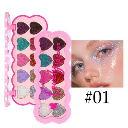 Pearlescent Heart Ten-color Sequins Eye Shadow